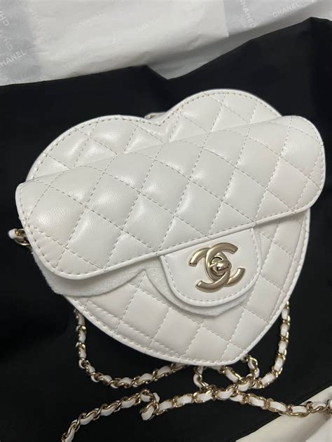 chanel white heart bag|chanel heart bag 2022.